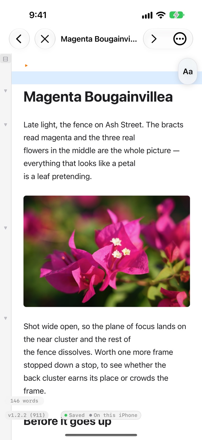 A note with a photograph on iPhone